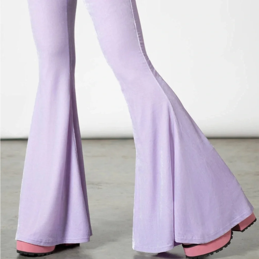 Killstar Pastel Lilac Moondance Bell Bottom Pants Size XL - Picture 4 of 10